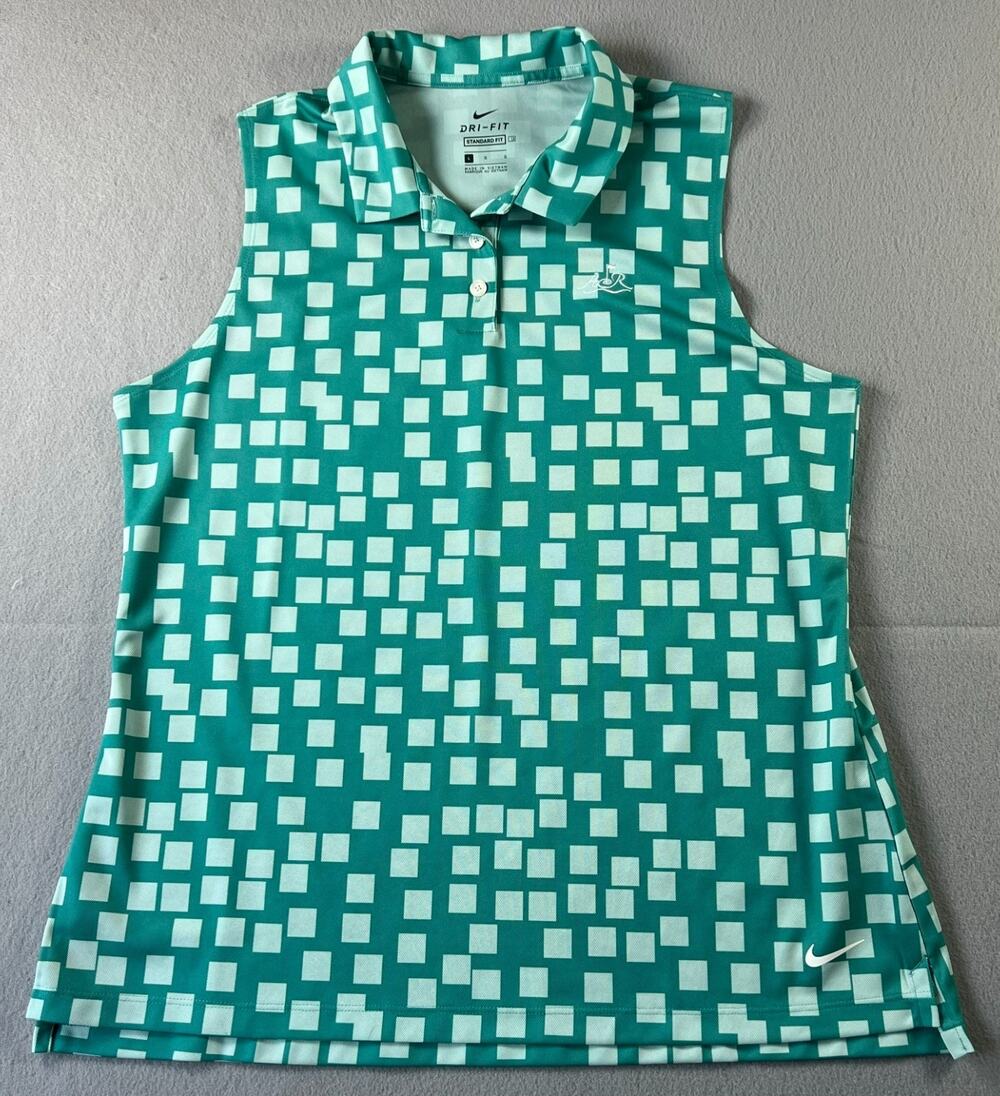 Women’s Nike Dri Fit Standard Fit Sleeveless Teal Golf Polo Shirt Size L